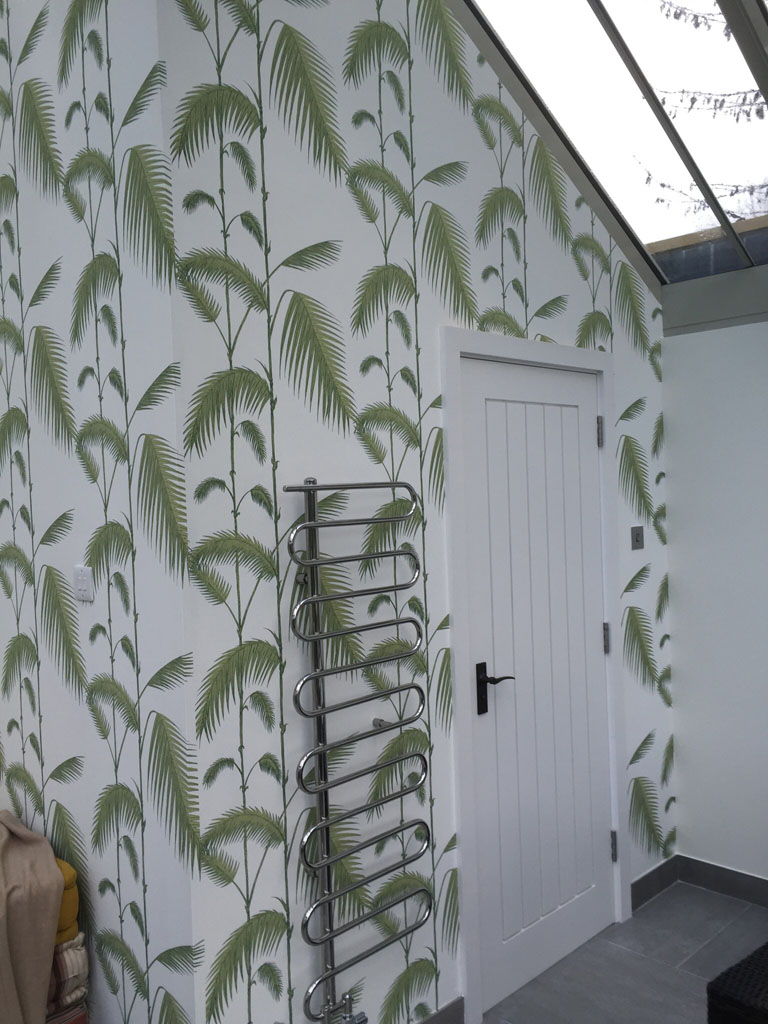 New wallpapering in conservatory