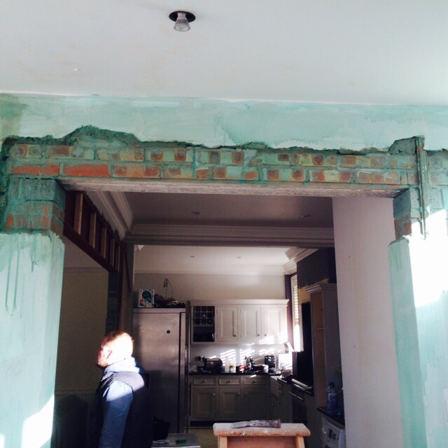 Kitchen refurb: lintel fitted, ready for plastering