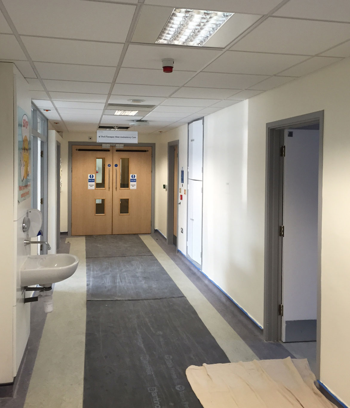 Corridor after painting, Royal Marsden Hospital